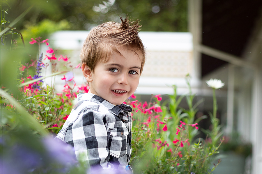 boy in flowers